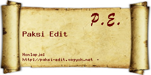 Paksi Edit névjegykártya